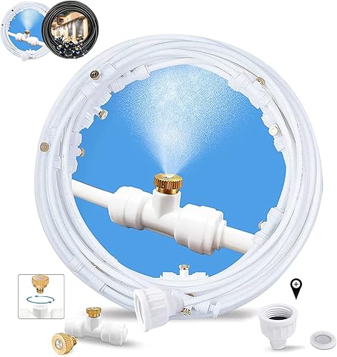 Misters para patio exterior, sistema de enfriamiento de nebulización de agua al aire libre, 80 pies  78.7 ft. Kit de niebla de patio trasero para