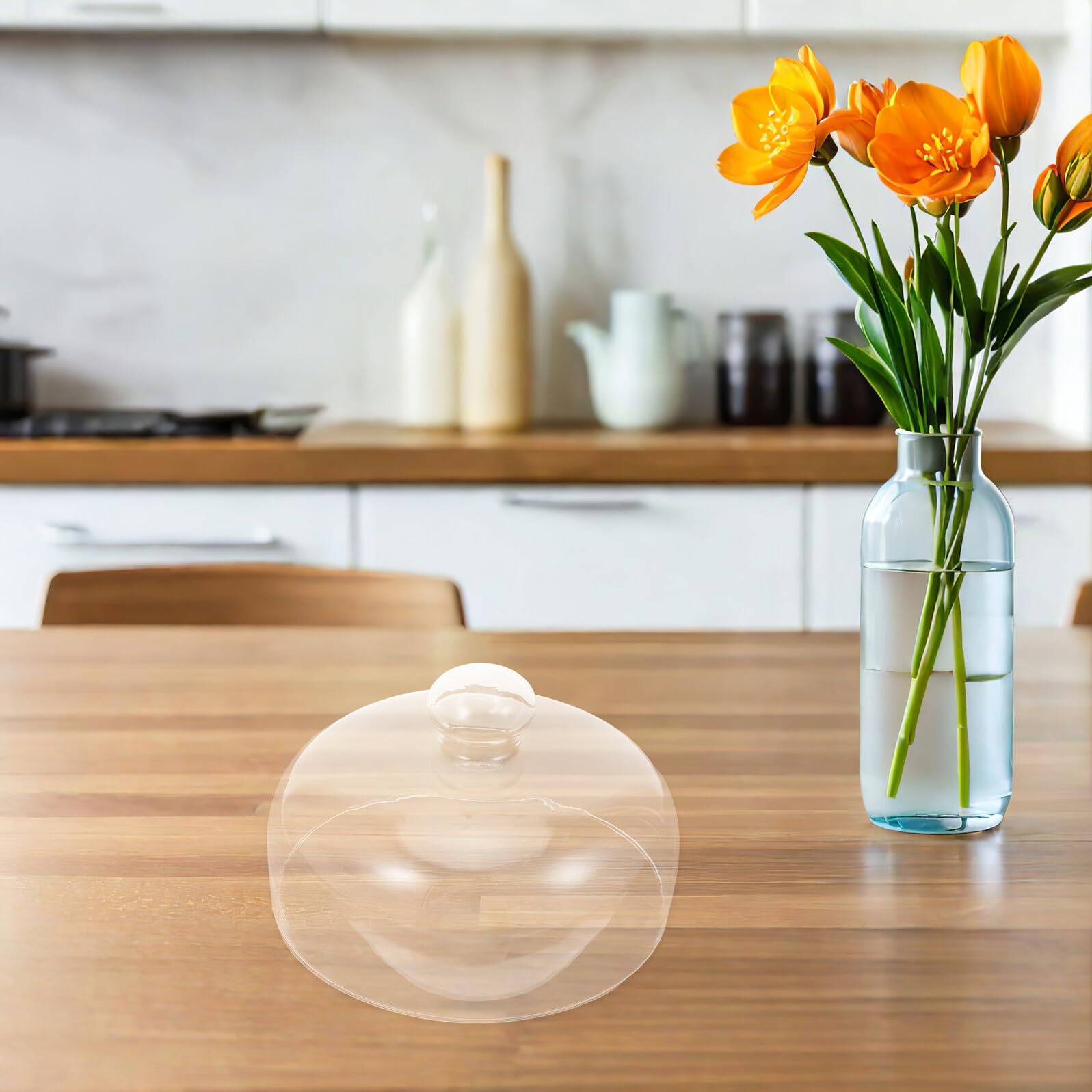 Couvercle à Gâteau en Verre Cloche Ronde Transparente pour Pâtisserie
