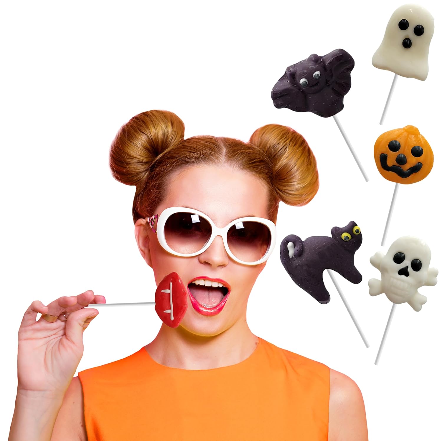 Fruidles Halloween Lollipop Suckers Candy, Spooky Candies, Great for Halloween Goody Bag Fillers, Individually Wrapped (48-Pack)