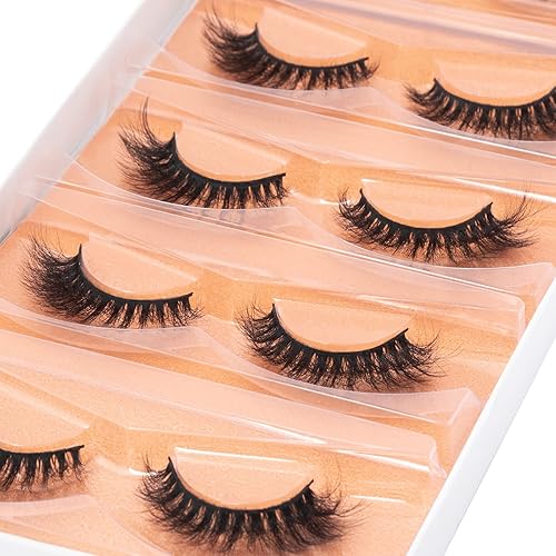 Vista 17 de DYSILK Pestañas postizas Wispy, pestañas de visón, 5 pares de extensiones de pestañas postizas 6D, pestañas postizas de aspecto natural, pestañas 5