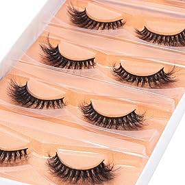 DYSILK Cat Eye Lashes False Eyelashes - Mink Lashes 5 Pairs 6D Lash Extension Kit Fluffy Lashes Fake Eyelashes Natural False Lashes Reusable Mink Lashes | Cat-Eye 8-15mm