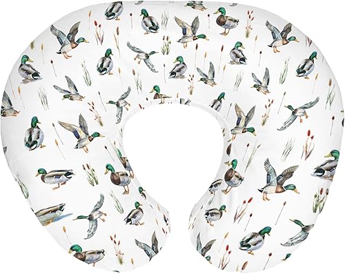 Fundas de almohada de lactancia con estampado de patos y aves de acuarela para niños y niñas, funda de almohada de caza de patos salvajes, aves,