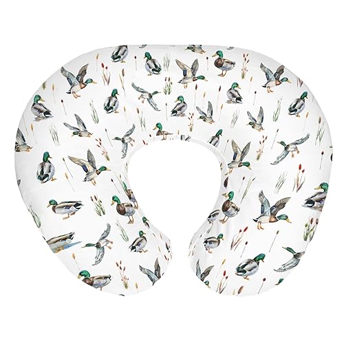 Fundas de almohada de lactancia con estampado de patos y aves de acuarela para niños y niñas, funda de almohada de caza de patos salvajes, aves,