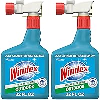 Windex Outdoor Glass Cleaner Hose Attachment, Ammonia-Free Concentrate for Windows, Patio & More, 32oz Pack of 2