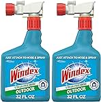 Windex Outdoor Window and Glass Cleaner for Hose Ammonia Free, Concentrated Formula for Deep Outdoor Clean, Patio Cleaner, Compatible With All Hoses, 32 Fl Oz (Pack of 2)