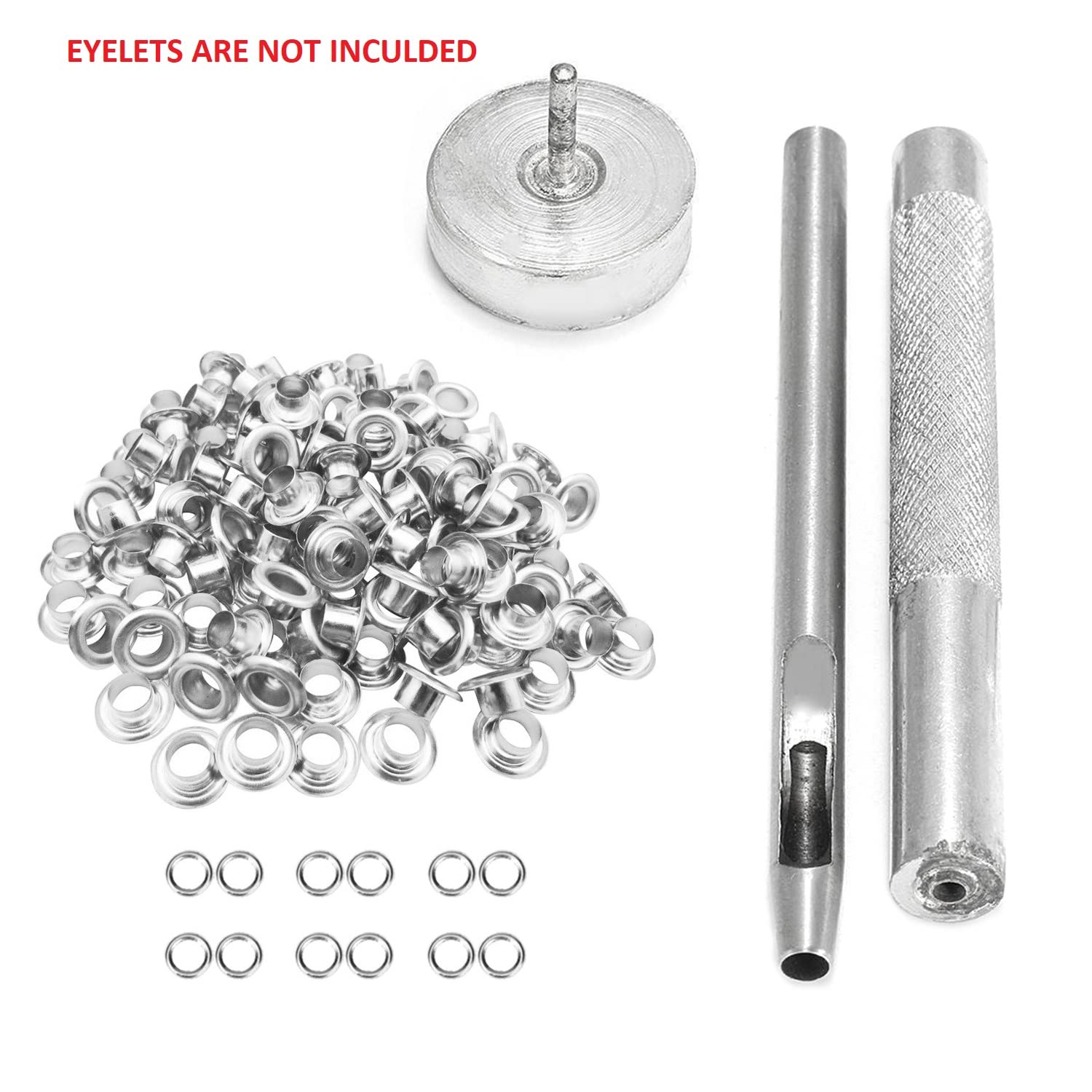 Trimming Shop 12mm Eyelet Punch Die Tool Set for Leather Crafts - Grommet Hollow Hole Puncher - Steel Tool for Sewing, Banner Making, Stud Embellishments, Arts and Crafts