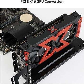 GPU Support Bracket, Vertical GPU Mount PCI E 3.0 X16 Graphics Card VGA Support Bracket Holder with Pretty Lighting, Adjustable Bracket for ATX PC Case (26 * 6.2 * 12.8 cm)