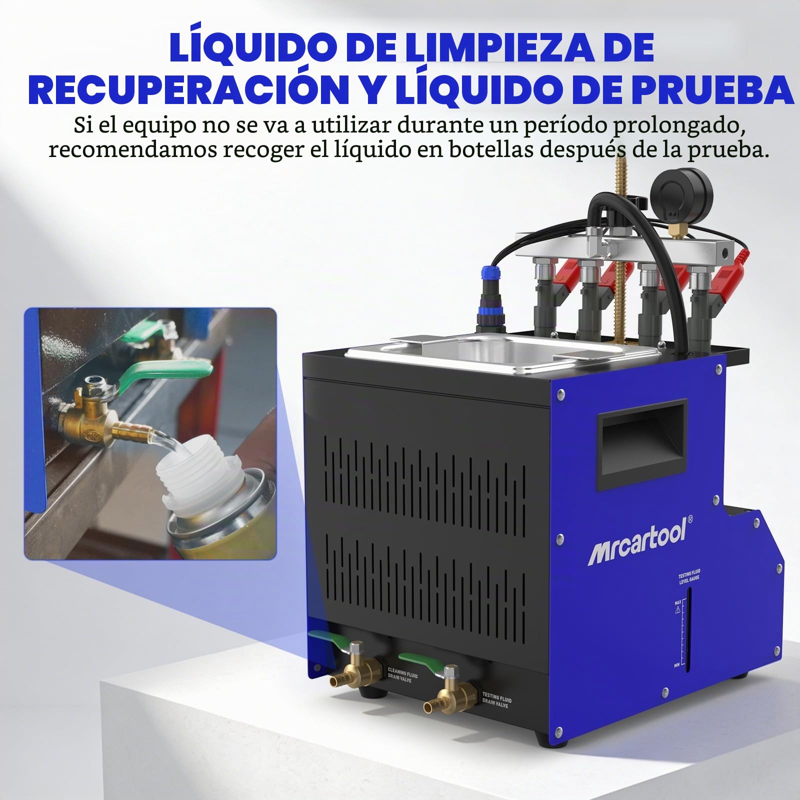 MR CARTOOL V308 - Limpiador de inyectores de 4 cilindros, 220 V, sistema de combustible ultrasónico, limpiador para vehículos diésel y gasolina y motocicletas