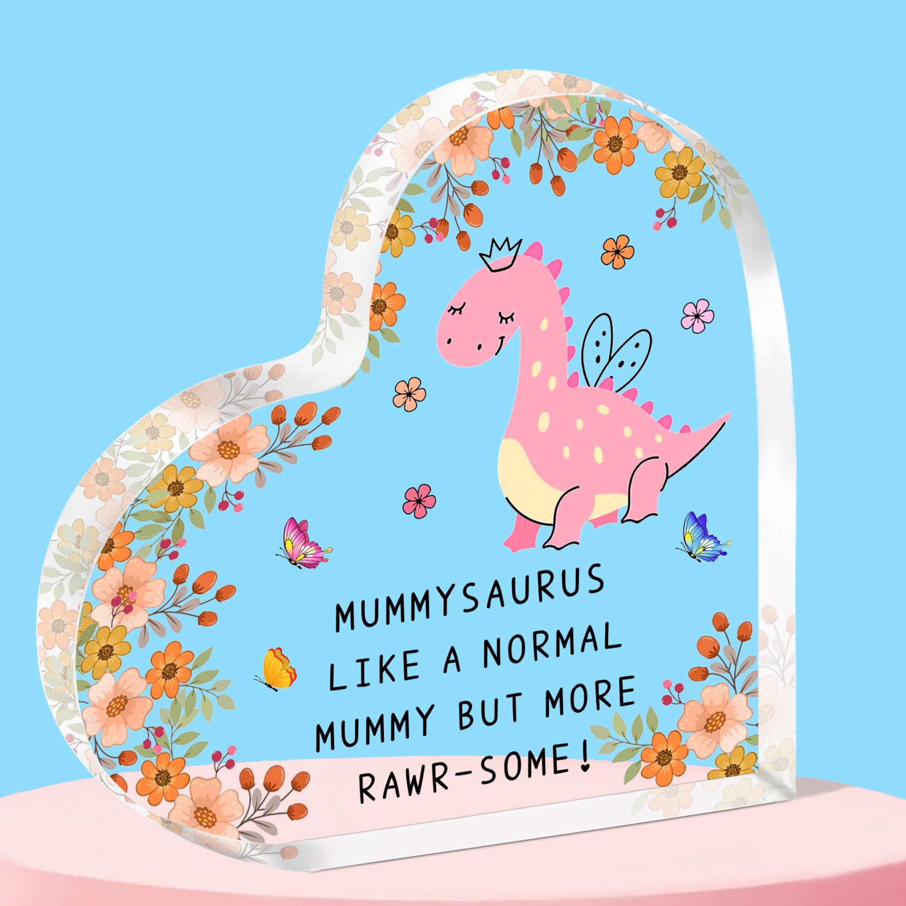 QMVMV Funny Mummysaurus Gifts Mummy Acrylic Plaque from Daughter Son Christmas Birthday Thanksgiving Mother's Day Gifts for Mummy