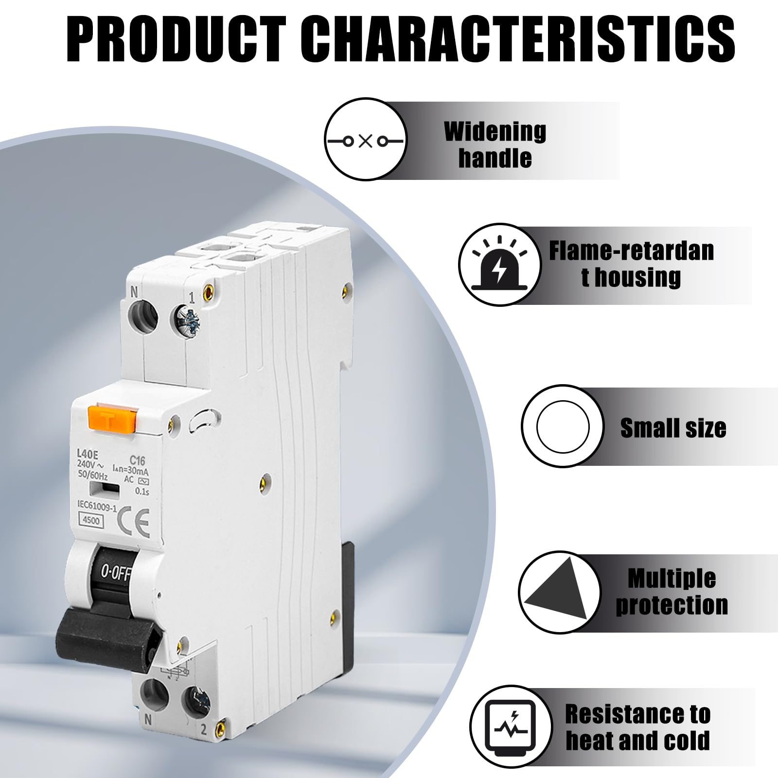 GOMETY Interruptor de protección FI, 230 V 16 A 30mA Interruptor FI, automatización de fusibles 1P+N 6kA Interruptor FI, interruptor de protección contra corriente de falla 16A RCBO Dispositivo de