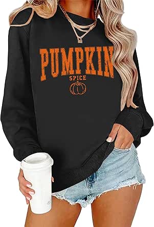 Halloween Sweatshirt Damen - Lustiger Kürbis & Geister Druck Oversize Pullover