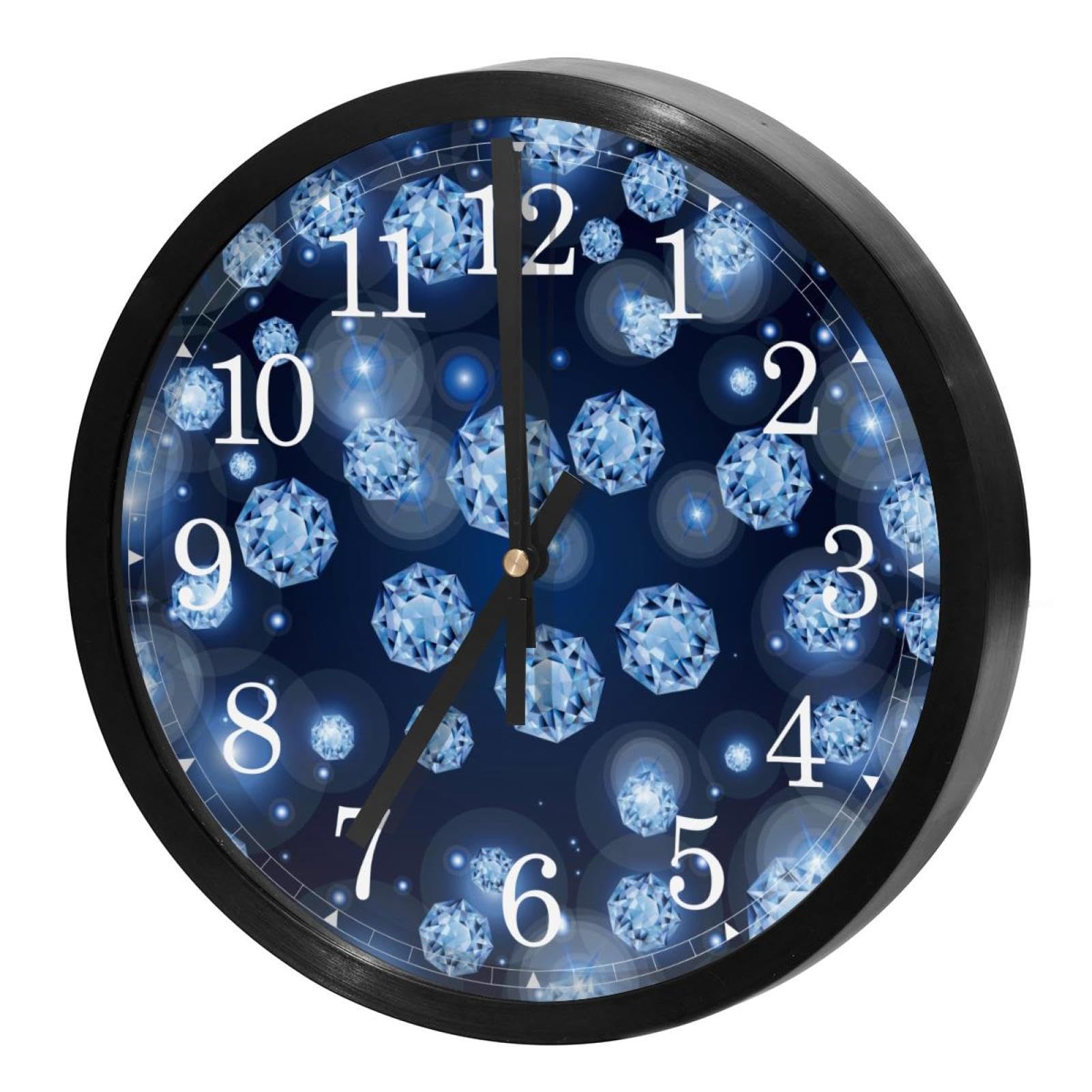 Horloge murale silencieuse diamant brillant bleu clair haut de gamme
