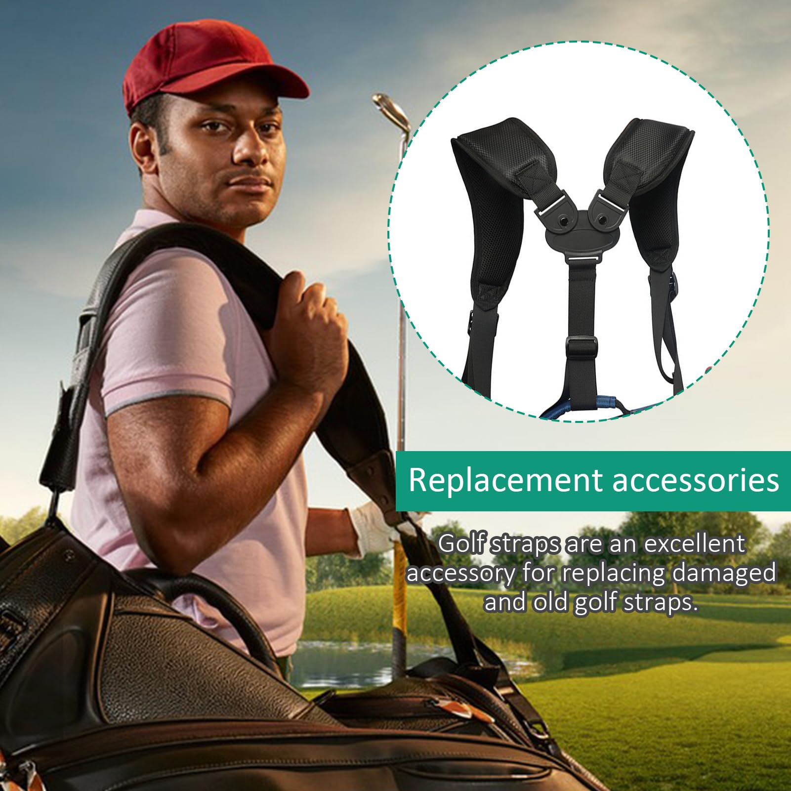 Correas para Bolsa de Golf, Correa de Hombro de Nailon Doble, Ajustable, Impermeable, Acolchada, Correas de Hombro de Repuesto, Bolsa de Golf, Correa de Hombro de Repuesto