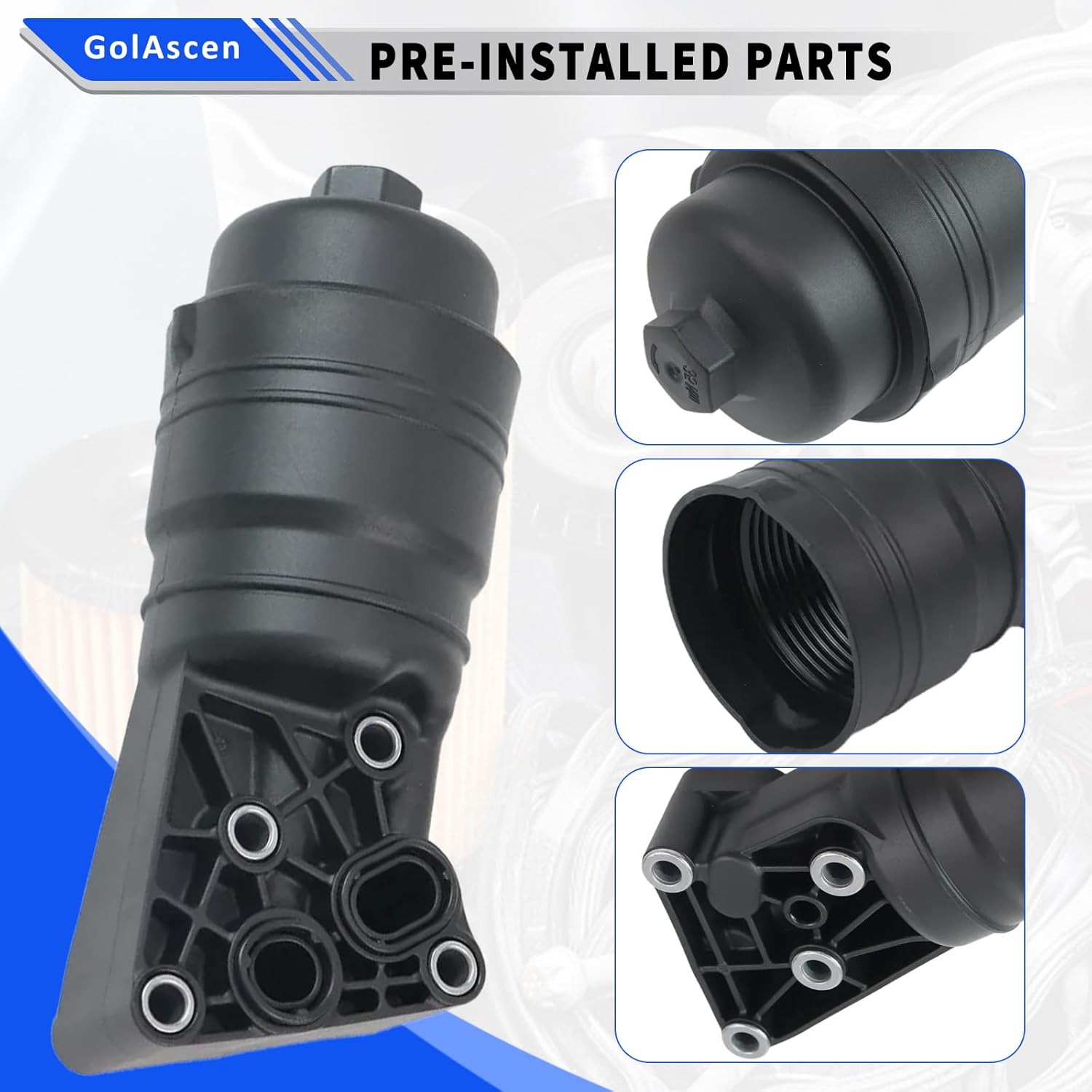 26300-3C701 Complete Oil Filter Assembly Compatible with Hyundai Genesis 2012~2016, for Kia K900 2016 2017,Replace#263003C701(Black)