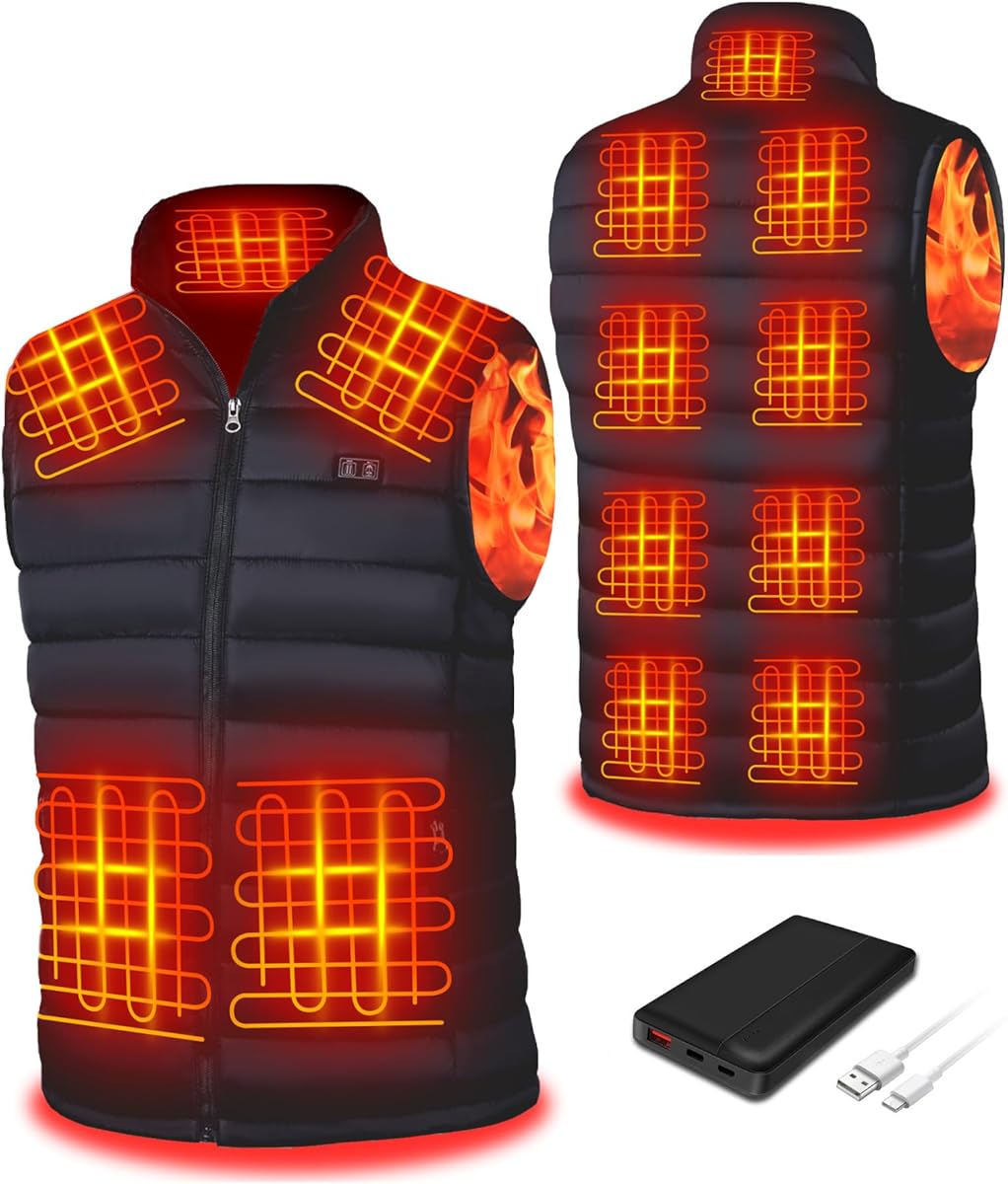 Heated Vest for Men with Battery Pack, 13 Heating Zones Electric Lightweight Heated Jacket, Winter Heating Vest Hunting