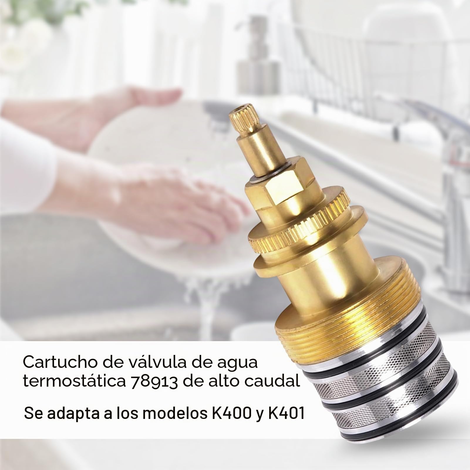 78913 Cartucho termostático de control de agua, reemplazo de carrete de grifo de latón, kit de reparación de control de temperatura de barra de válvula mezcladora