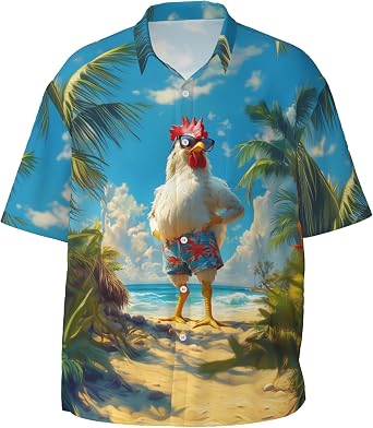 Mens Hawaiian Beach Shirt, Short Sleeve Shirts for Men, Quick-Dry Button Up Shirt for Party