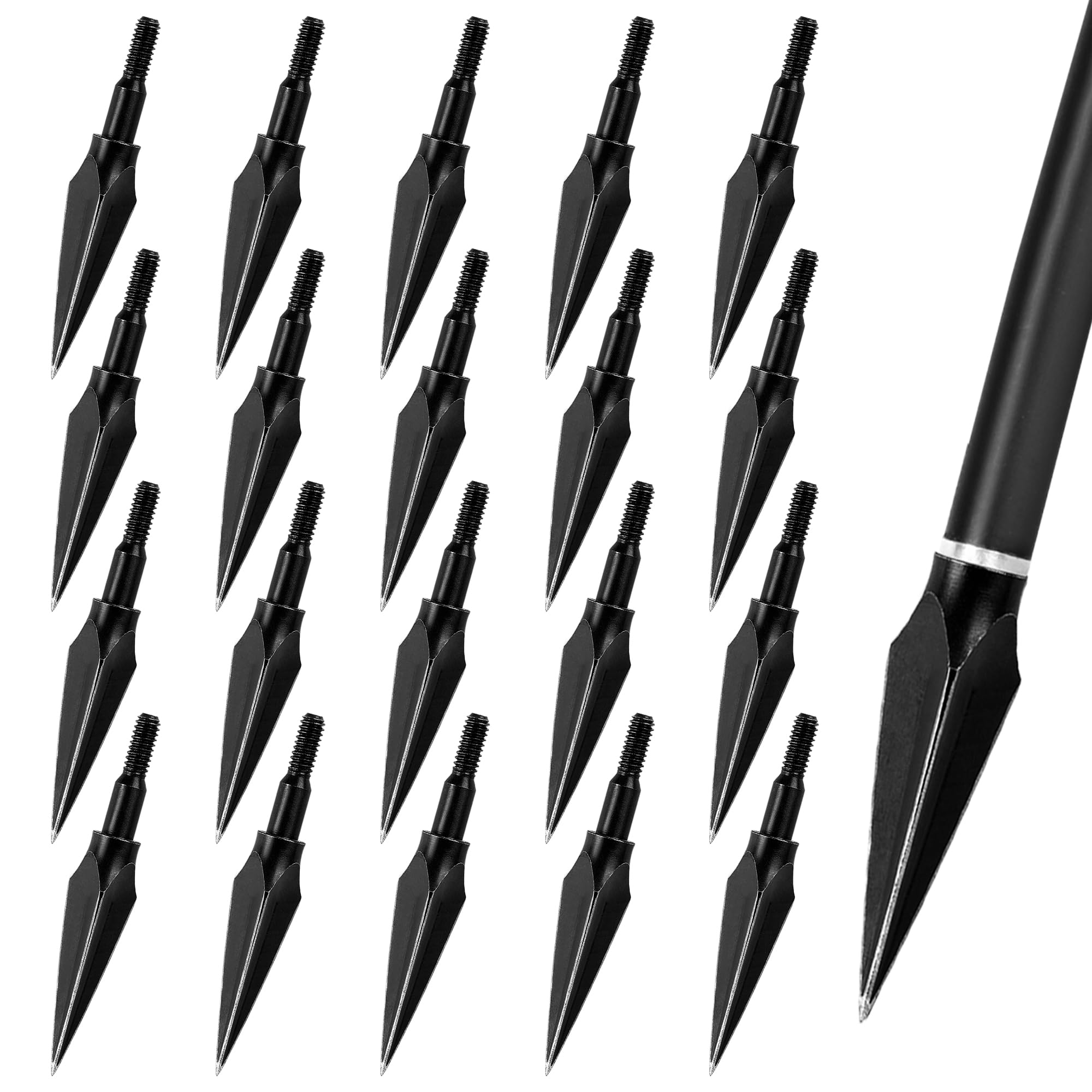 20 Flèches de Chasse Traditionnelles 125 Grains pour Arbalète Arc Classique et à Poulies Accessoires Extérieur Acier
