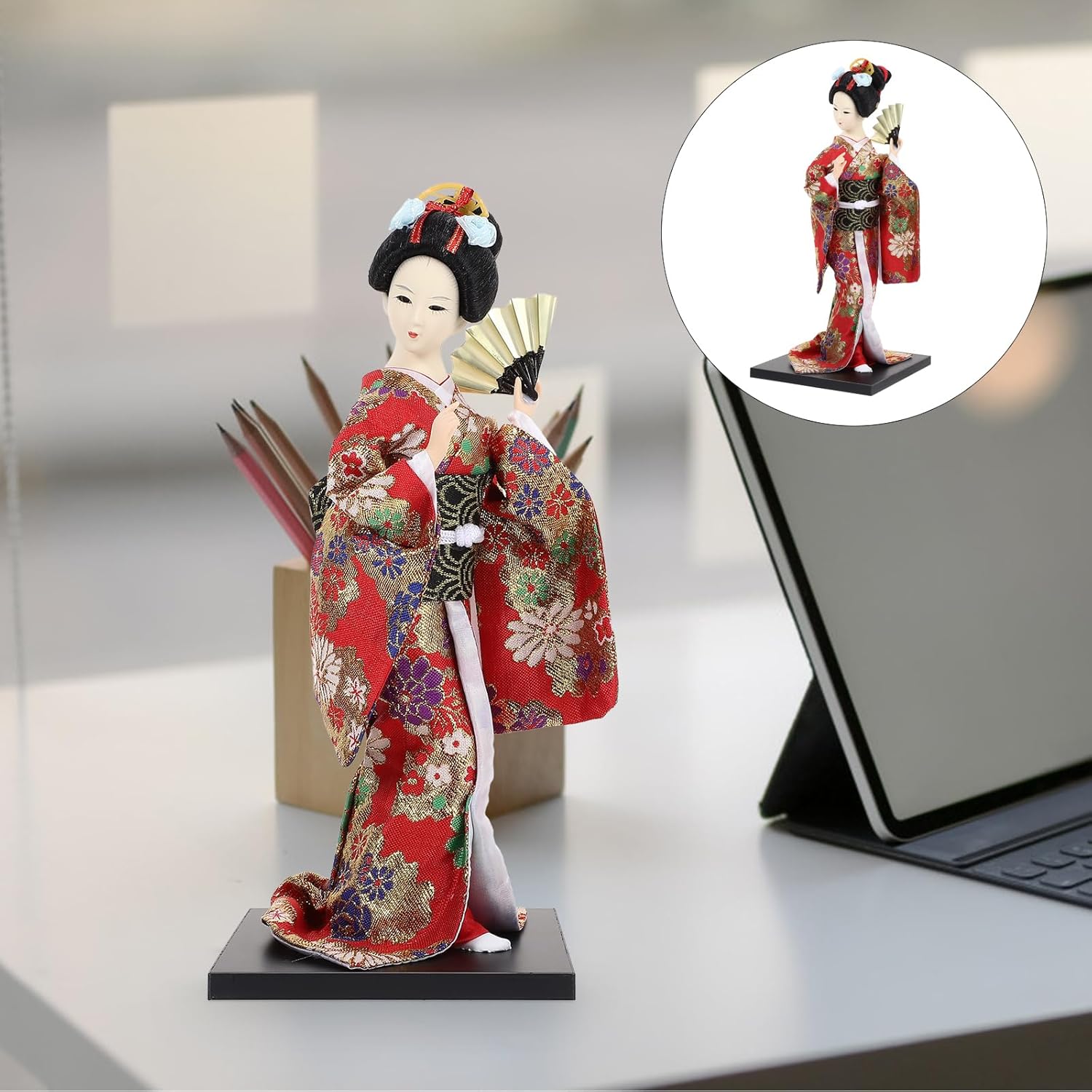 VOSAREA 12 Inch Geisha Kimono Doll Japanese Geisha Doll Traditional Beautiful Maiko Japanese Girl Desktop Ornaments Home Decor
