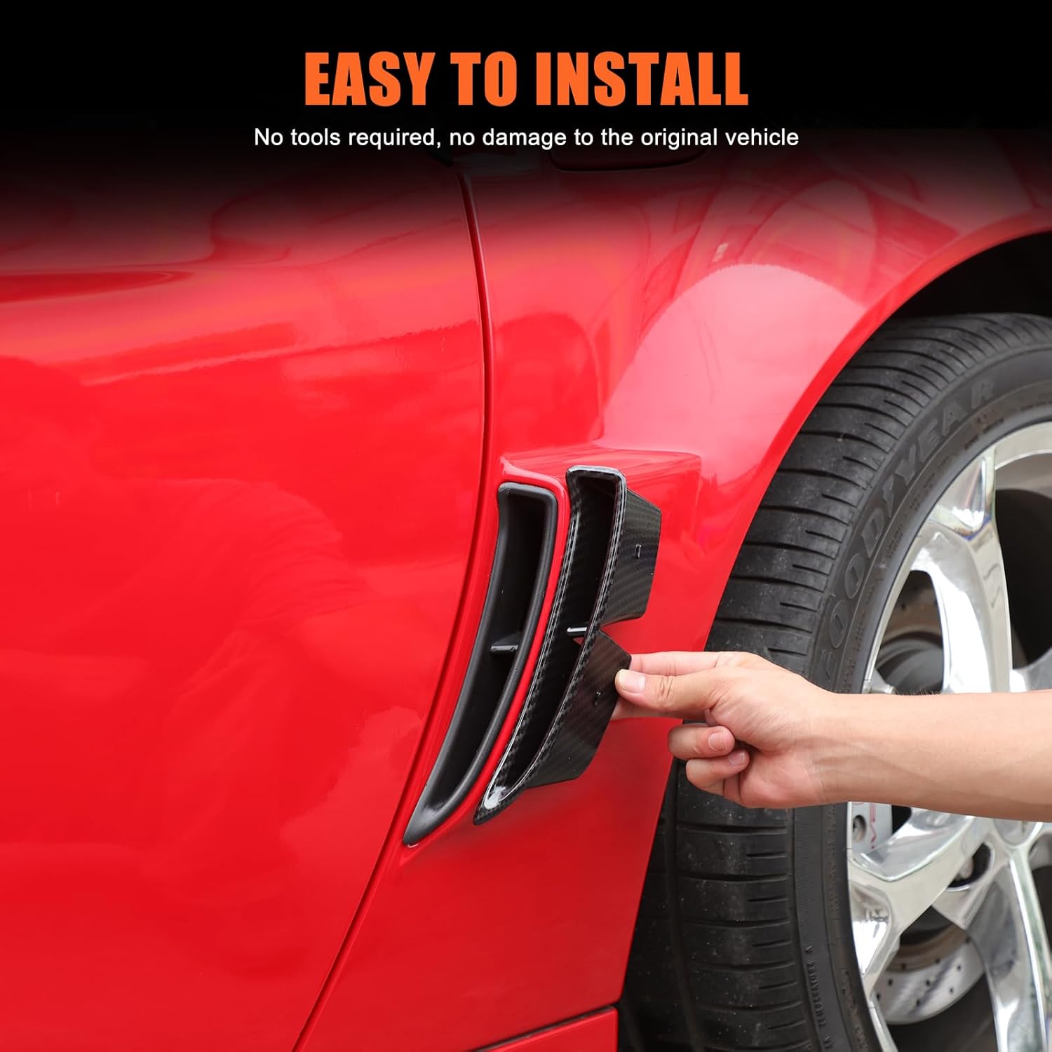 for Corvette C6 Car Fender Rear Side Vents,Carbon Fiber Style Air Vent Trim Air Flow Intake Hole Grille Spoiler for 2005-2013 Corvette C6 Replacement Accessories (Left+Right, Carbon Fiber Pattern)