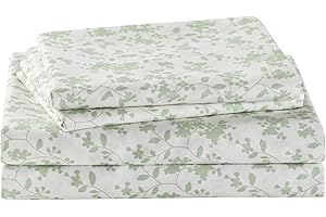 Green Leaves Botanical Patterned Queen Sheets Set