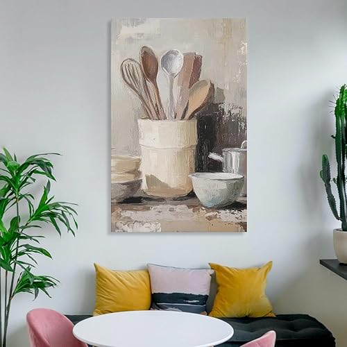 Miniatura 6 de Arte De Pared De Cocina De Campo, Impresiones En Lienzo Enmarcado, Utensilios De Cocina Y Alimentos, Pintura Rústica De Granja, Cocina, Comedor,