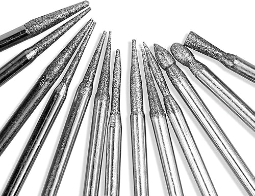 Miniatura 9 de Firearth Juego de 30 brocas de diamante, brocas de tallado, brocas de diamante para herramienta rotativa, enrutador de carpintería de metal,