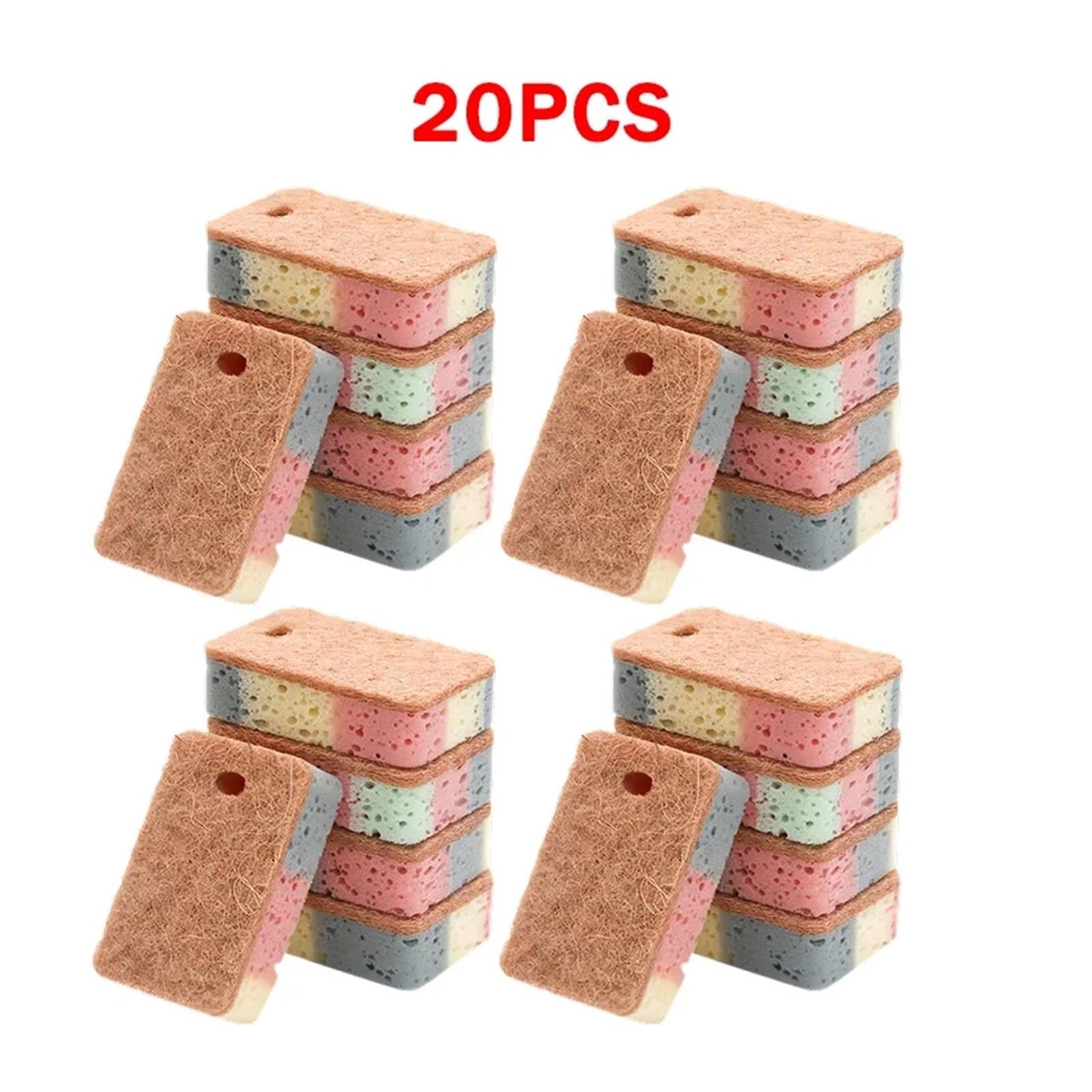 Esponja de limpieza cocina for fregar platos naturales, estropajo pulpa madera, for lavar algodón(20PCS)