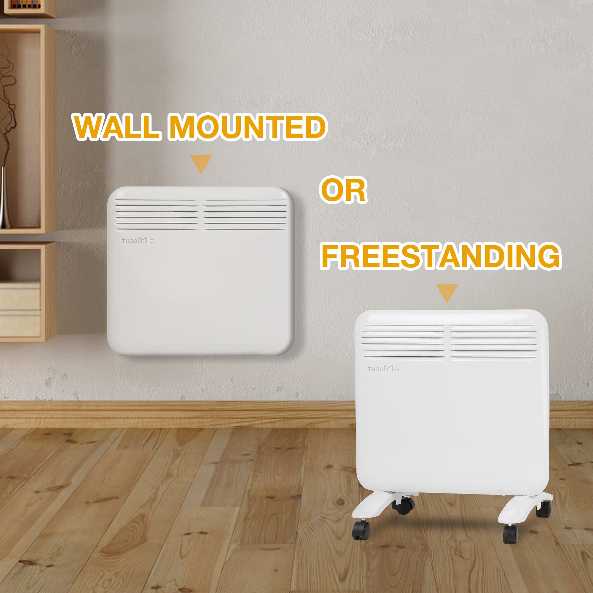 Amazon.com: E-Macht Space Heaters for Indoor Use 750w Electric Convection  Heater Freestanding /Wall Mounted Floor Heater with Thermostat LED Digital  Display : Home u0026 Kitchen