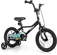 Vista 11 de Olakids Bicicleta Infantil, 12 14 16 18 Pulgadas, Bicicleta Temática de Coches de Carreras para Niños Pequeñitos con Ruedas de Entrenamiento, Azul