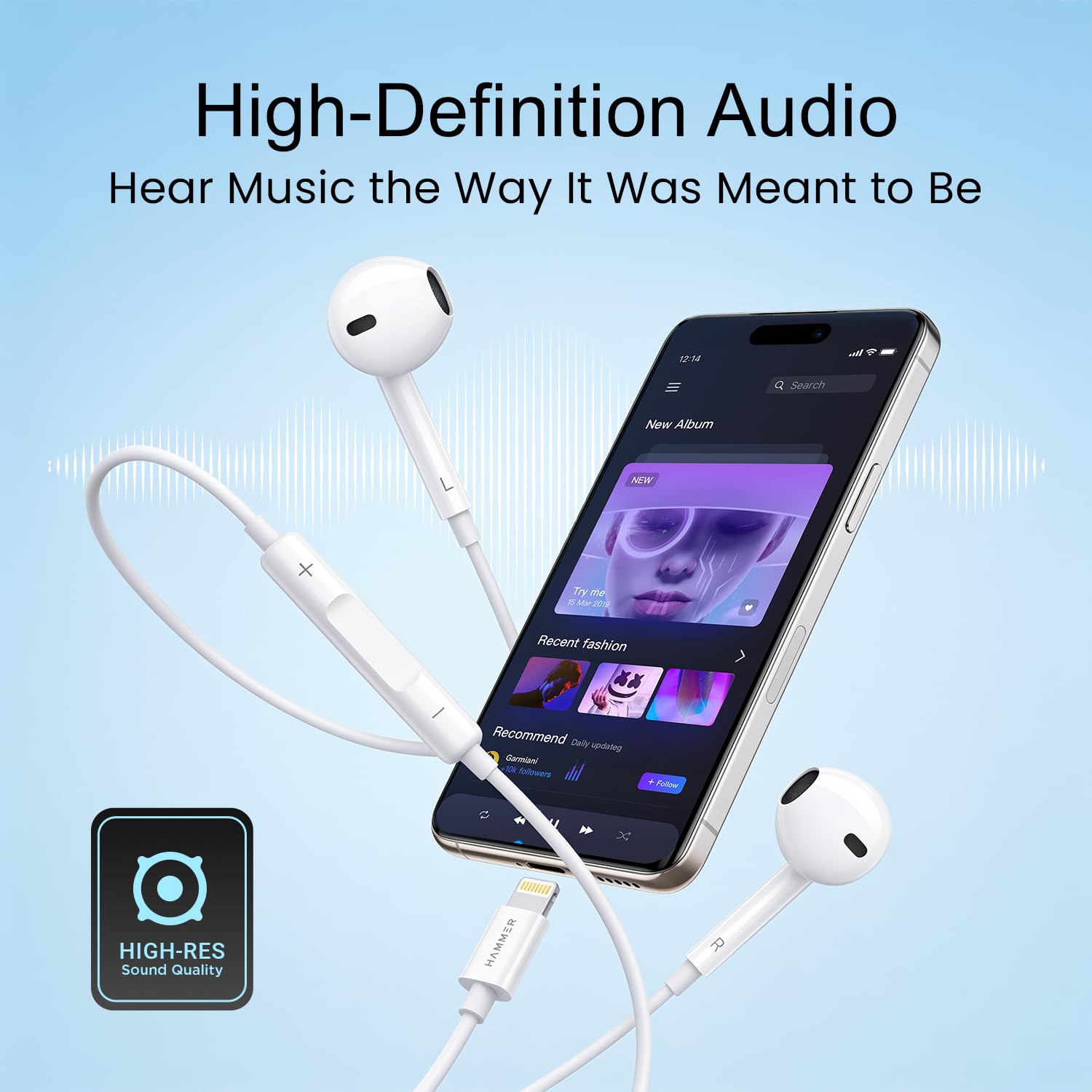 HAMMER Nova 4 Lightning Earphones - White -5