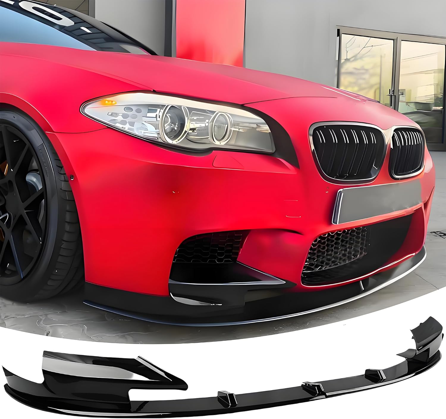 Front Bumper Lip Splitter Spoiler Compatible with BMW M5 F10M 2012 2013 2014 2015 2016 4pcs M Style Air Chin Body Kit Exterior Accessories （Glossy Black