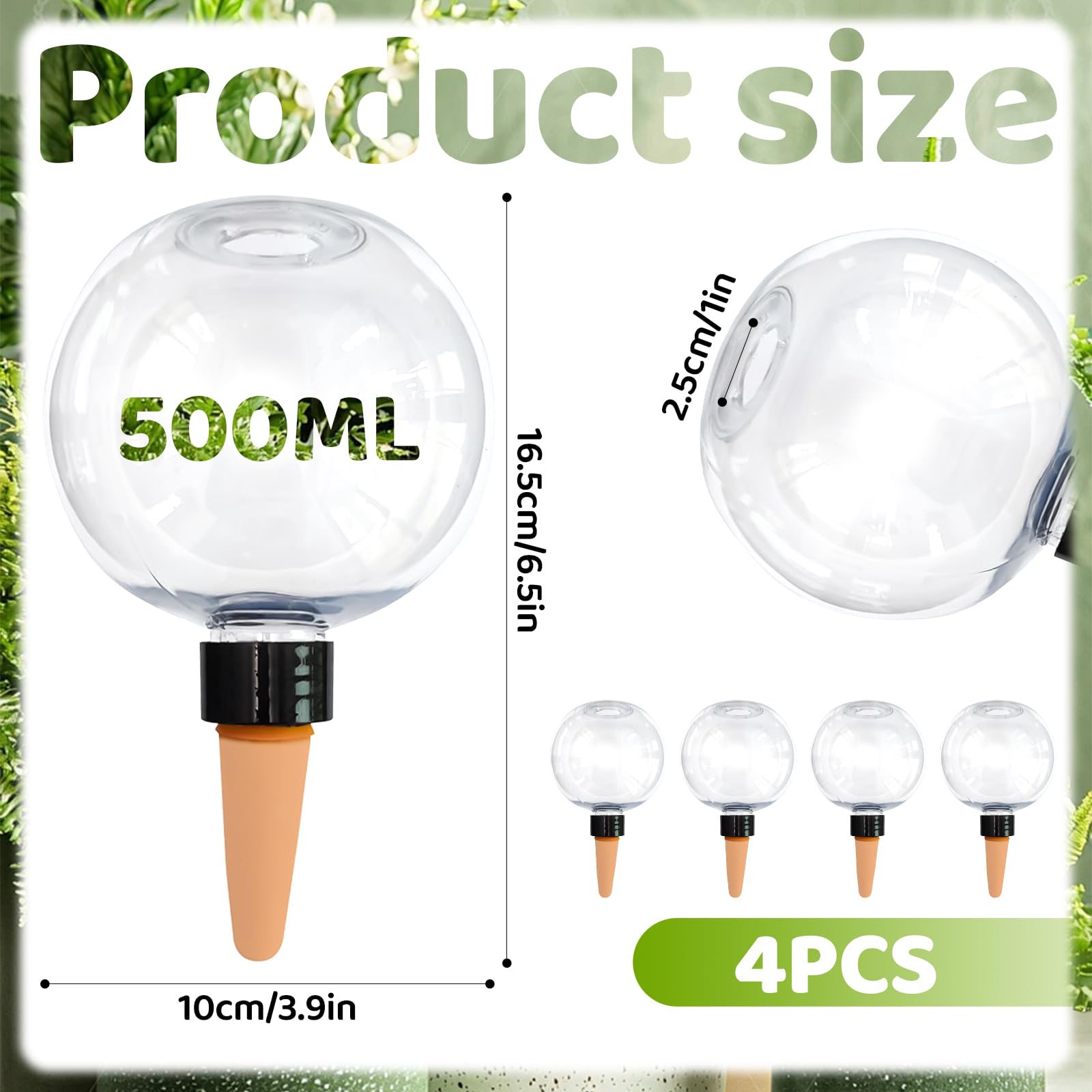 4 Pcs Globos de Riego,Autorriego para Macetas, Riego Automatico Macetas, 500 Ml
