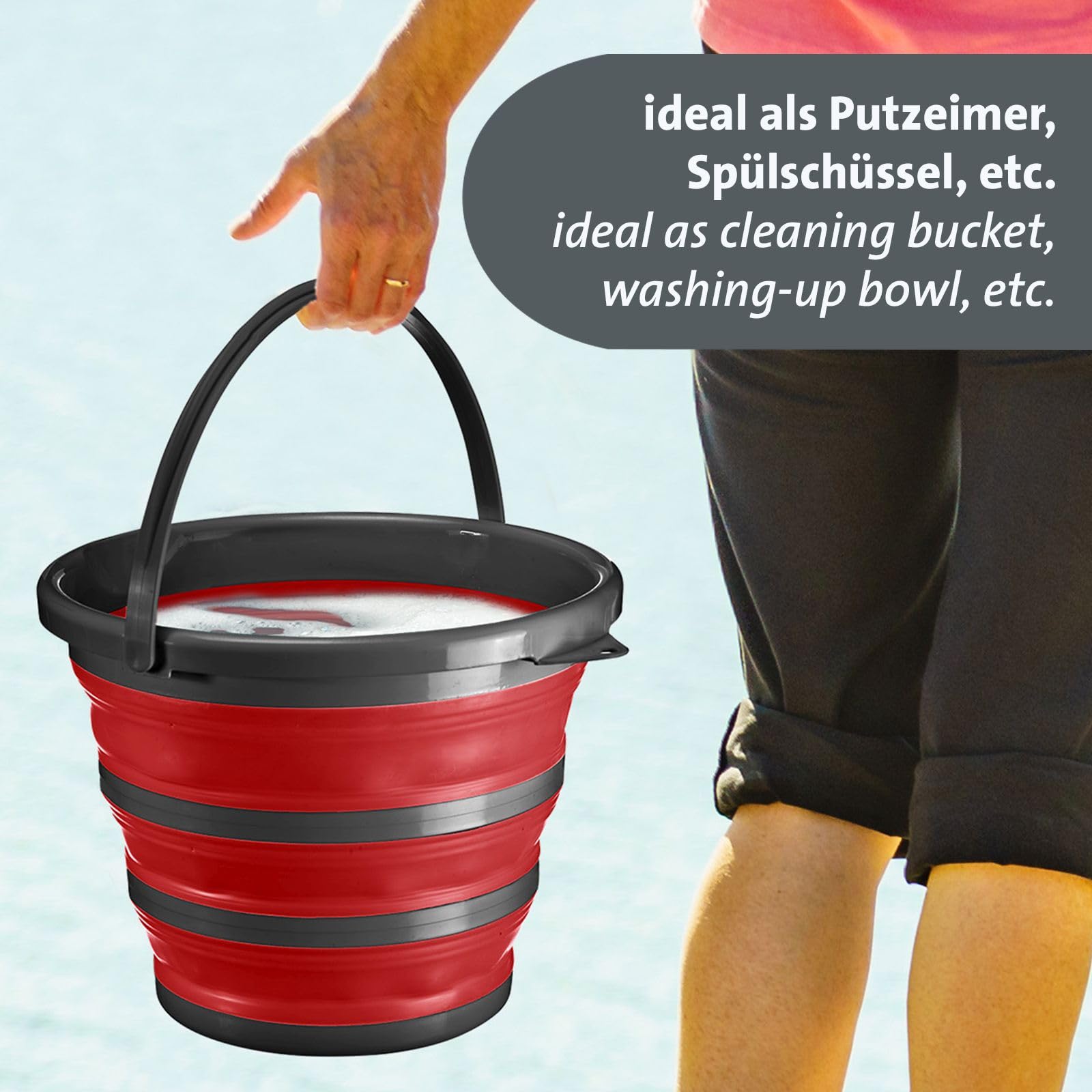 Westmark Set Wäschekorb + Eimer – Platzsparend zusammenfaltbar, tragbar, Wäschekorb und Falteimer für Camping, Reinigung oder zum Spielen für Kinder – ideal für Tiny Living
