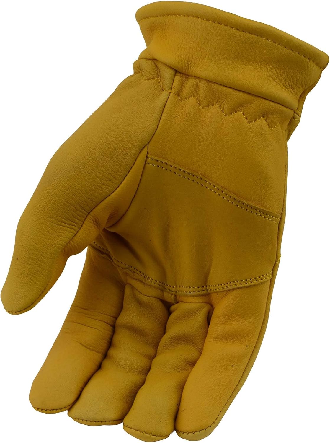 M Boss Motorcycle Apparel BOS37545 Men's Yellow Lined Full Grain Deerskin Gloves X-Large / Yellow