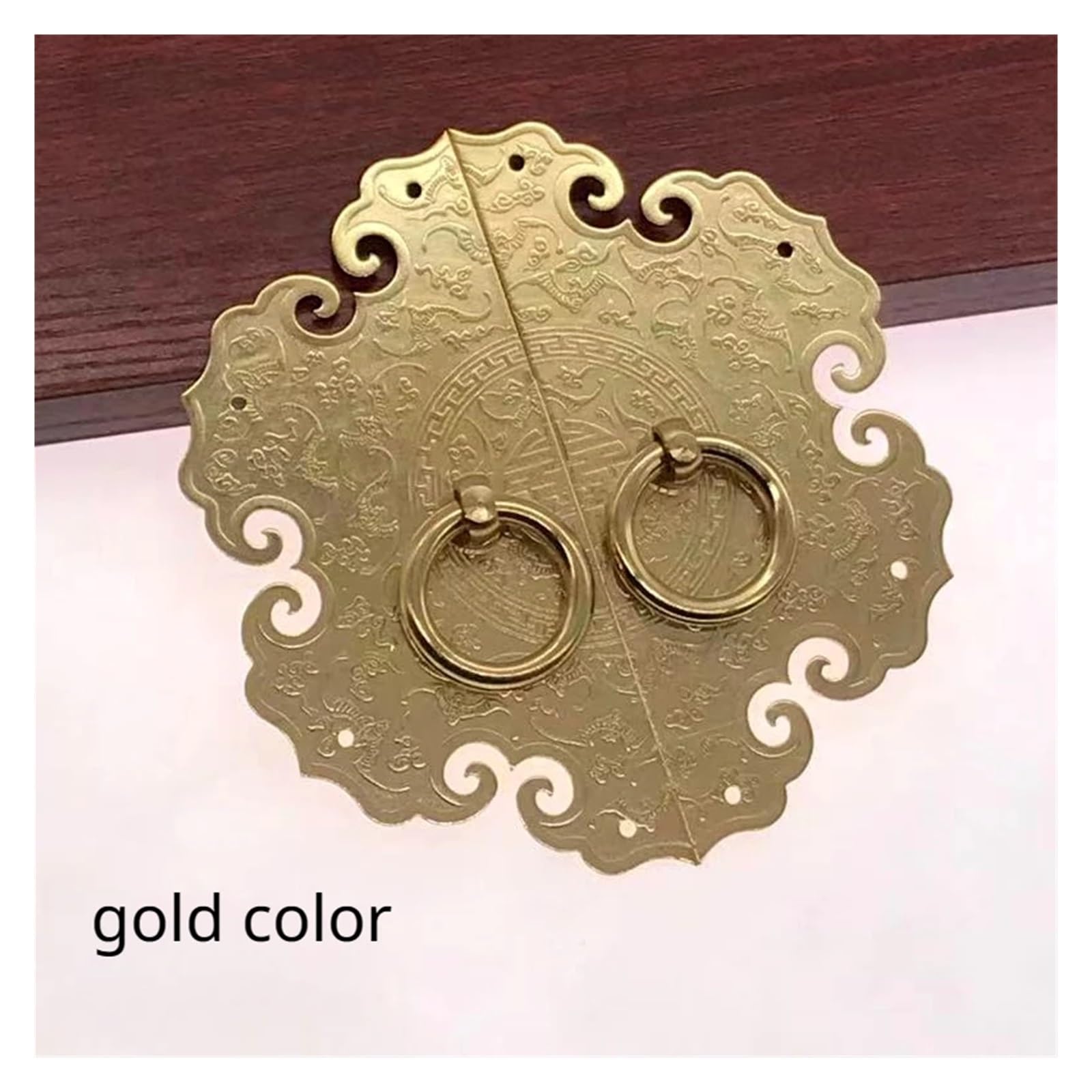 Aldaba De Puerta Manija de latón for gabinete, accesorios for muebles, zapatero, puerta de armario, manija Retro, decoración del hogar Para Puertas Delanteras Y Porches Principales(Diameter180mm gold)
