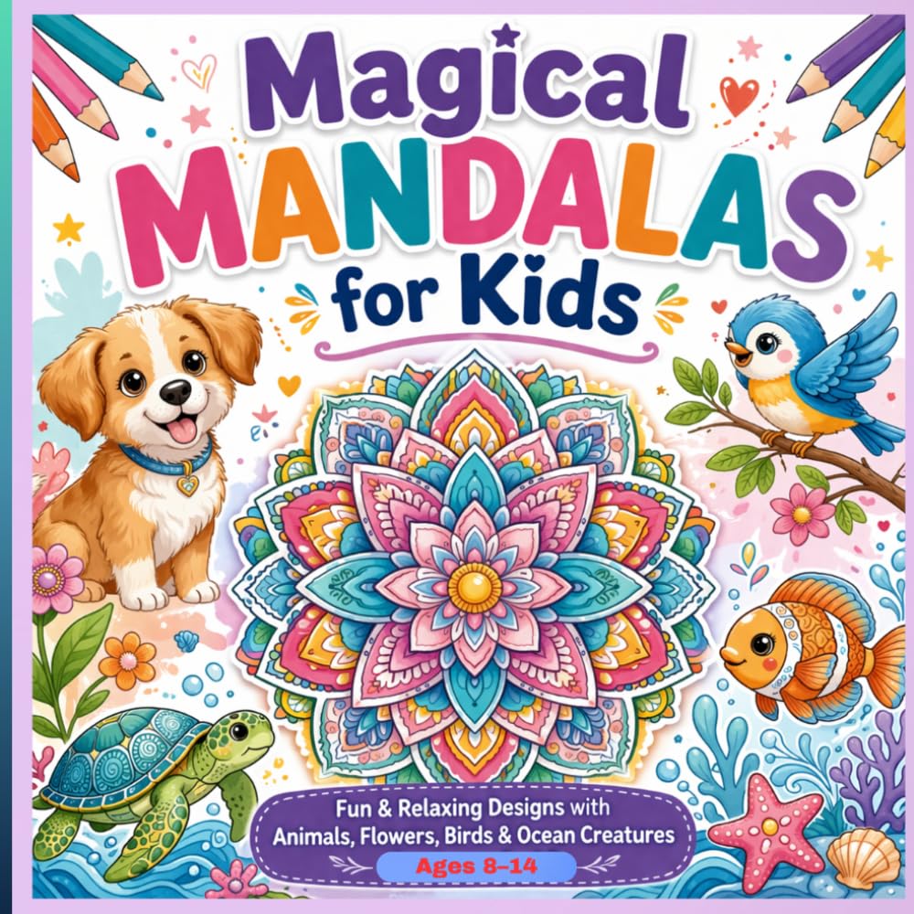 Magical Mandalas for Kids: Fun & Relaxing Designs with Animals, Flowers, Birds & Ocean Creatures for Ages 8–14