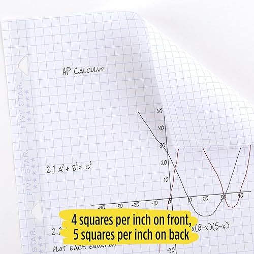Miniatura 6 de Five Star Papel de hojas sueltas, paquete de 6, 3 agujeros perforados, papel de relleno reforzado, papel rayado gráfico, 11 x 8-12 pulgadas, 100