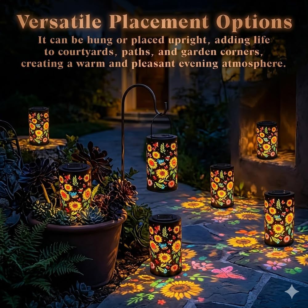 Colorful Sunflower Solar Garden Lantern,Sonnenblumen Solar Lantern im Freien wasserdicht IP65,Farolillos Solares Exterior,Lámpara de Girasol para Balcón Patio Escritorio Césped Camping Regalo