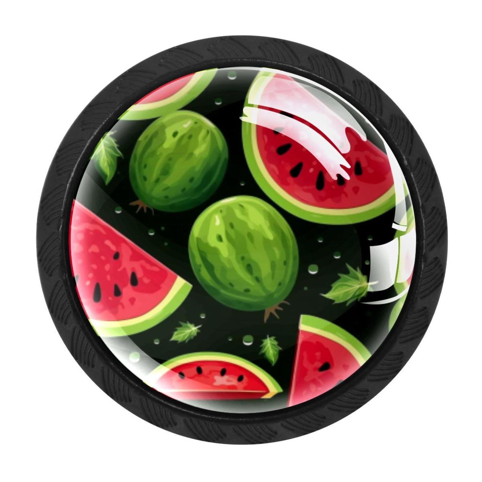 CHENZZZZ Watermelon Drawer Knobs 4 Pack Crystal Dresser Knobs 35mm Glass Cabinet Knobs for Home Office Bathroom