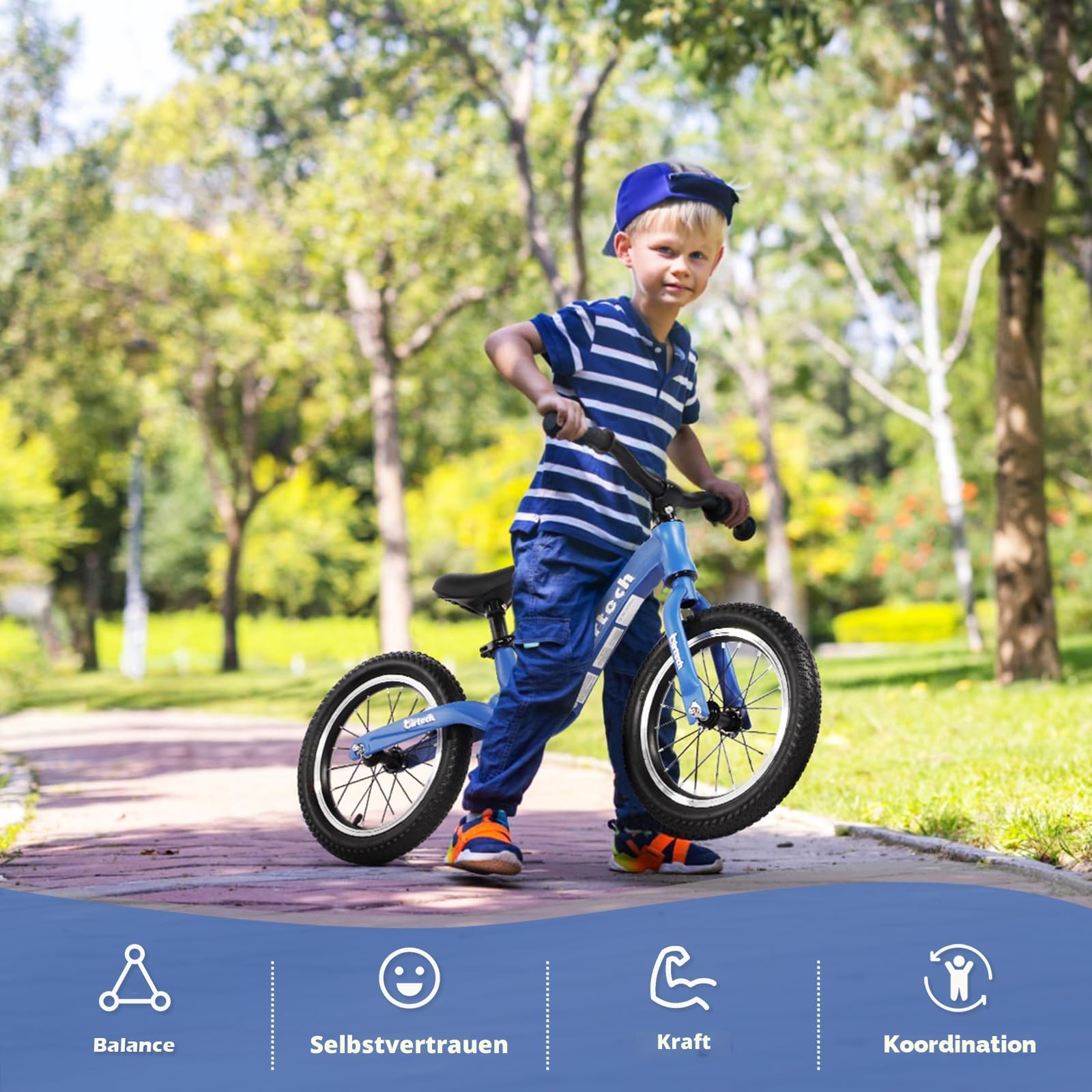 Hello-5ive 14" Kinder-Laufrad für Jungen und Mädchen von 3, 4, 5, 6 Jahren, Luftreifen mit Magnesiumlegierungsrahmen, leichtes, pedaloses Trainingsfahrrad für Kleinkinder
