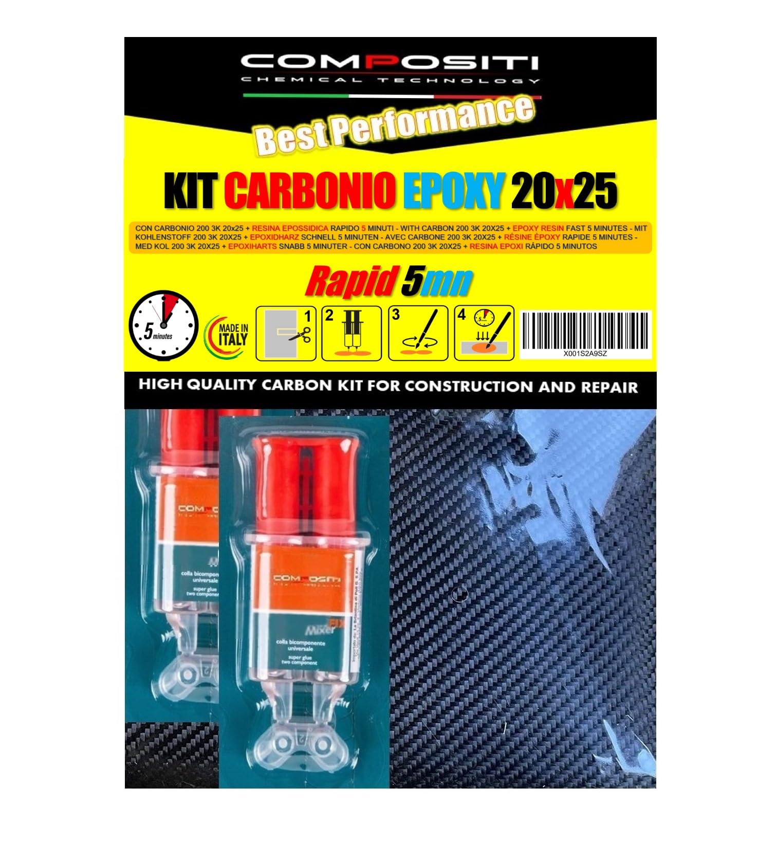 Compositi Kit fibre de carbone et résine époxy, kit d'époxy et de fibre de carbone