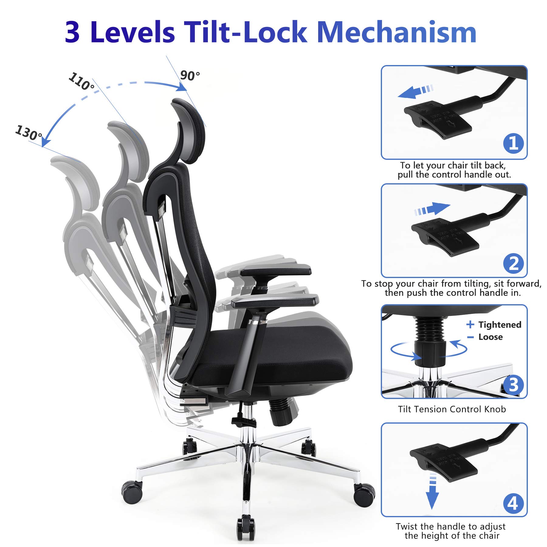 Tribesigns Ergonomic Office Chair, High Back Desk Chair with Metal