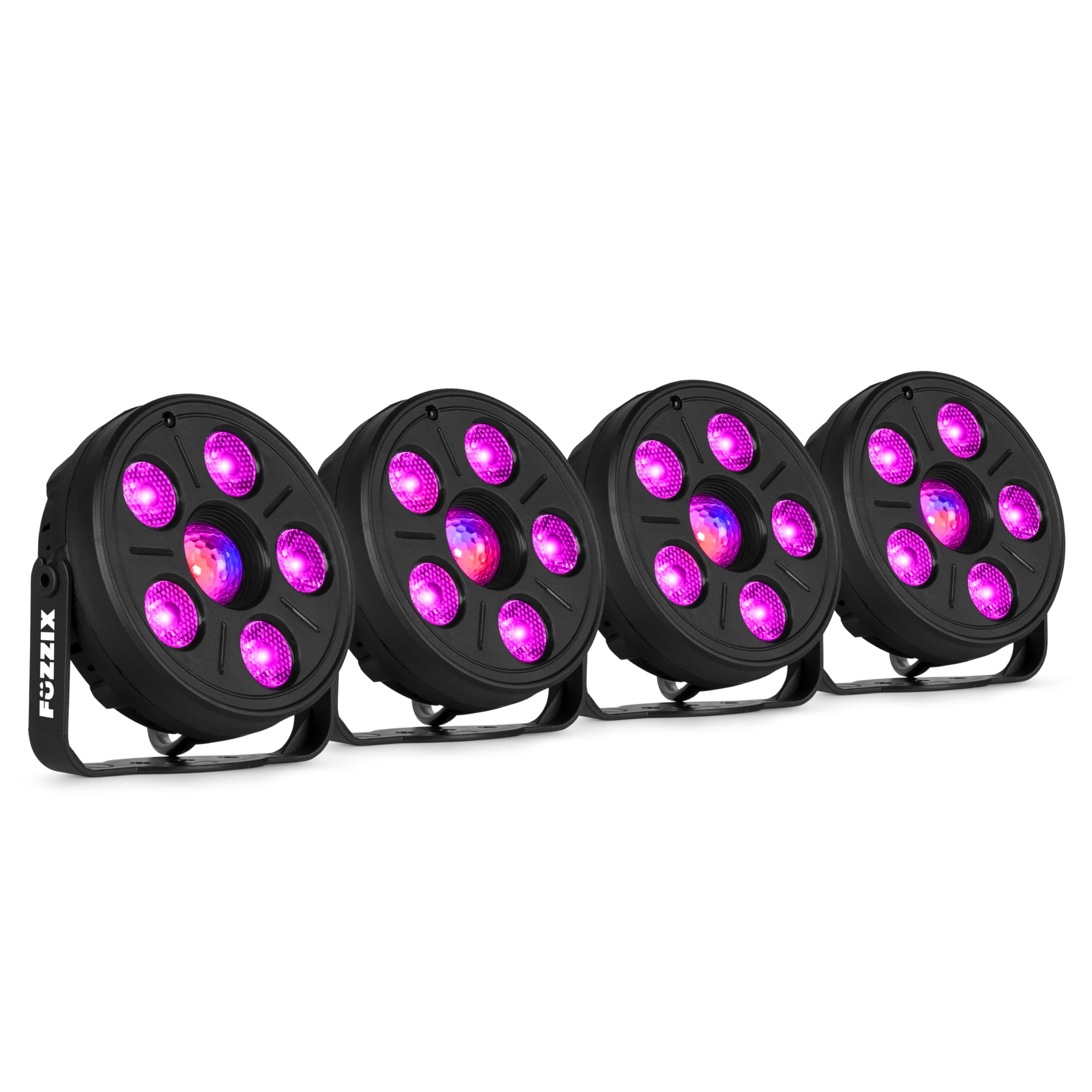 Fuzzix Comet M06 - Pack 4 × PAR LED RGB avec Effet Jelly Ball | Télécommande, Modes Automatique et Musical | Éclairage Compact DJ Bars Événements