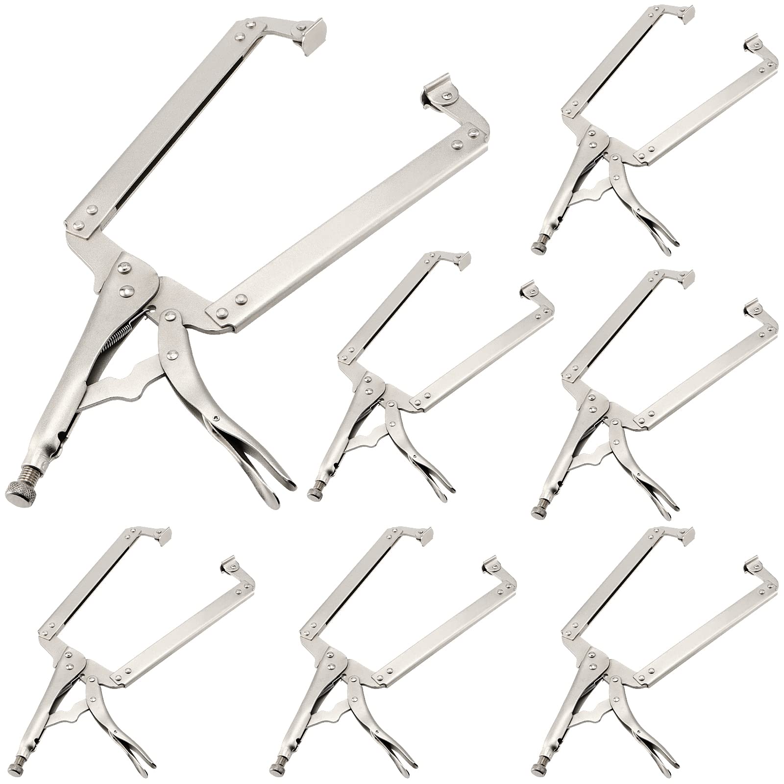 KEILEOHO 7 PCS 11 Inch Locking C Clamp, Metal C Clamps, Heavy-Duty Vise Grip Clamps, Locking Pliers Adjustable Welding Clamp for Cabinetry, Welding, Carpentry, Woodworking