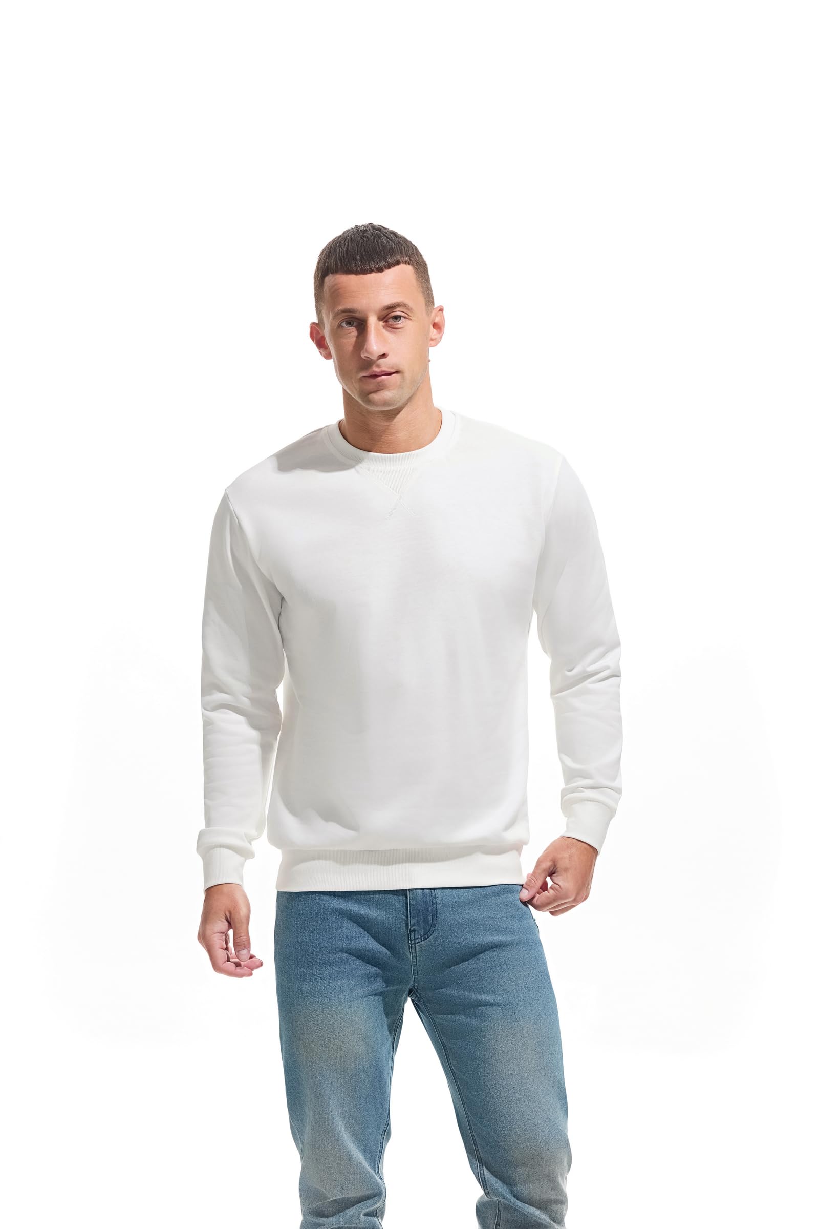 VEIISAR Herren Sweatshirt mit Rundhalsausschnitt Männer Basic Pullover Langarmshirts Freizeit Sport Shirt