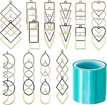 50 Pieces Pendants Frame Moulding Frames Resin Pendants Hollow Bezel Hanging Molds Geometric Hollow Frame Assorted for Ears Crafts Bracelet DIY Necklace Earrings, 1, Rhinestone
