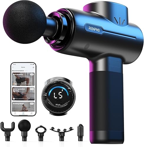 Miniatura 2 de RENPHO Pistola de masaje activa con Bluetooth, máquina de masaje de pies con amasamiento profundo Shiatsu de calor