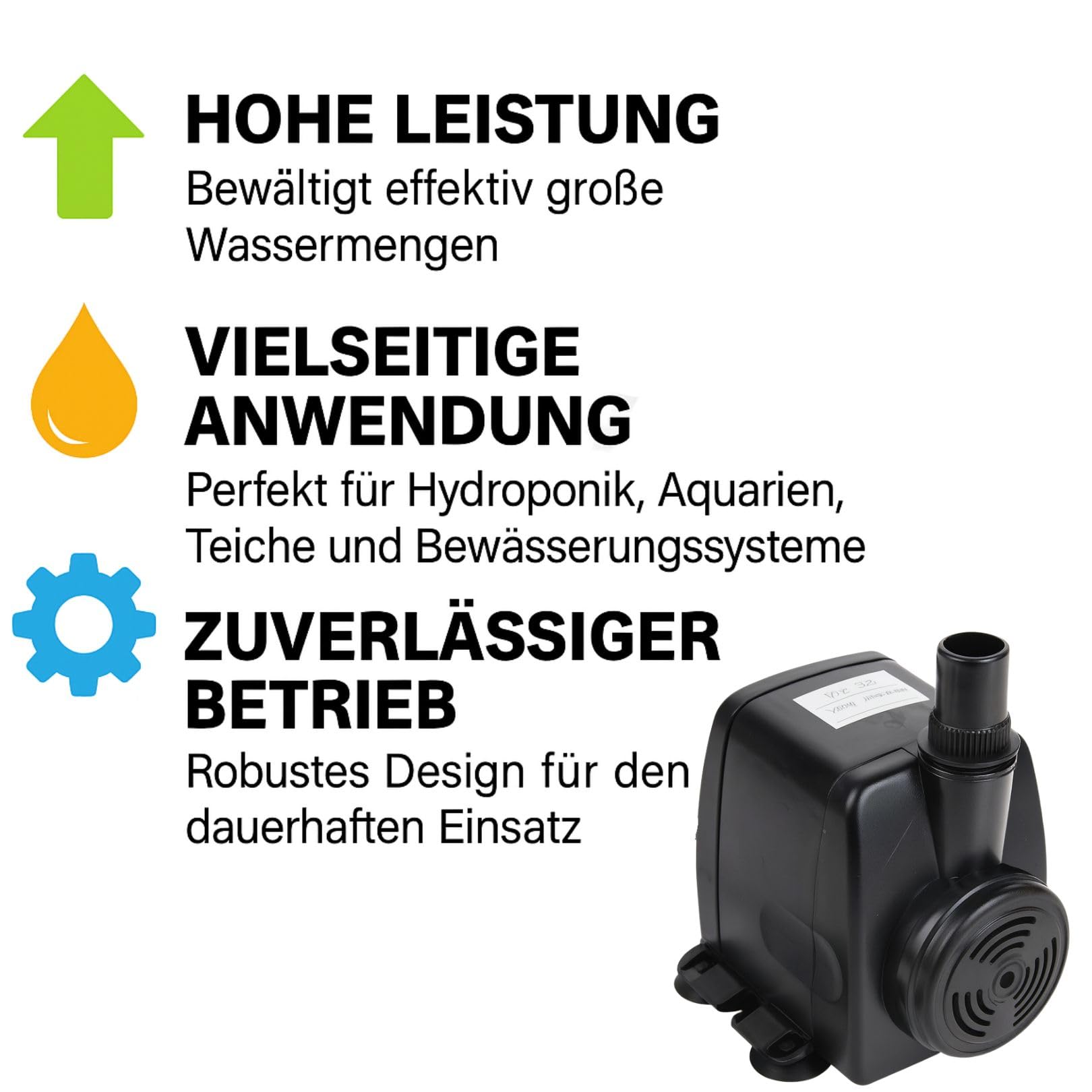 Weedness Grow Umwälzpumpe 1400 Liter/Stunde - Hydro Pumpe Wasserpumpe Pflanze Gartenpumpe Schmutzwasserpumpe Poolpumpe Brunnenpumpe Tiefbrunnenpumpe Regenfasspumpe Saugpumpe
