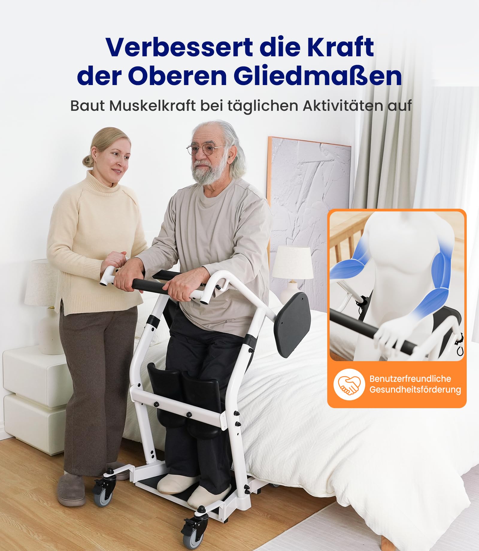 VOCIC Sitz-zu-Steh-Lifter bis 180 kg, Patientenlifter & Transferhilfe für Zuhause, Mobile Aufstehhilfe für Senioren, Transfergerät für Bett, Toilette und Rollstuhl